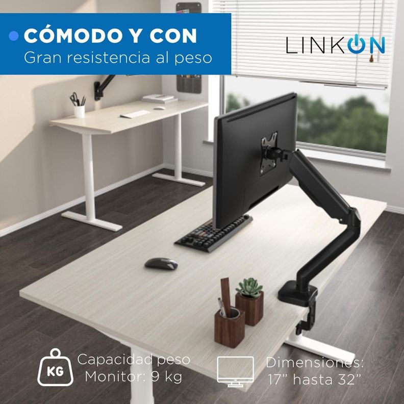 Soporte Brazo Para Monitor Resorte a Gas Escritorio Linkon-1