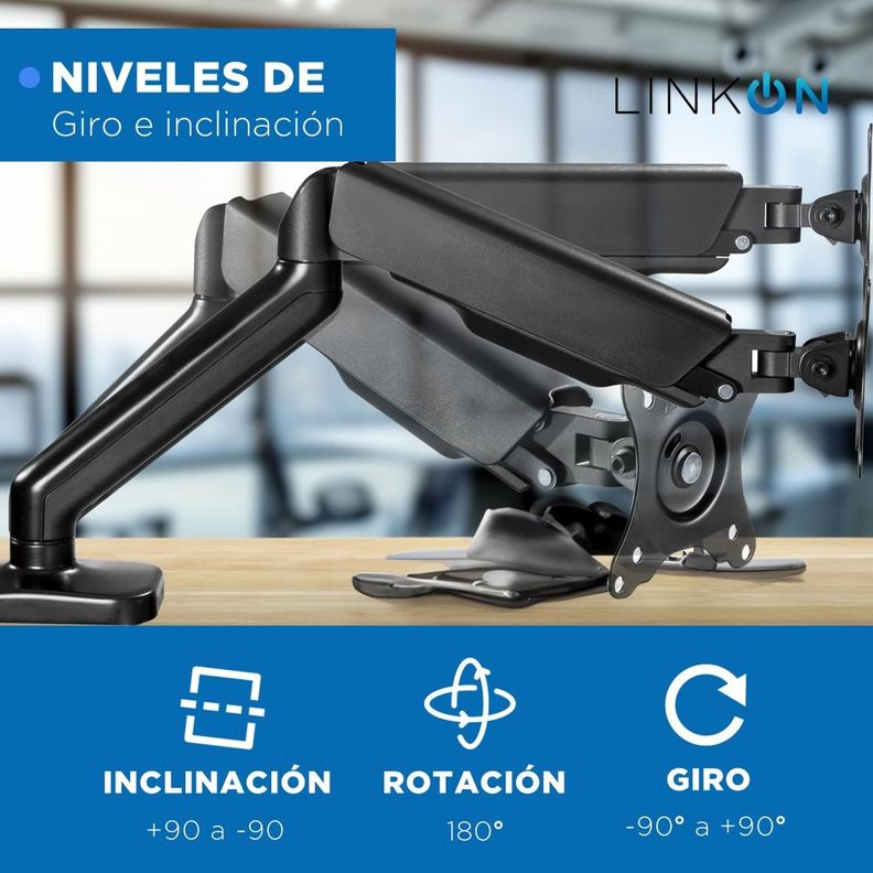 Soporte Brazo Para Monitor Resorte a Gas Escritorio Linkon-8
