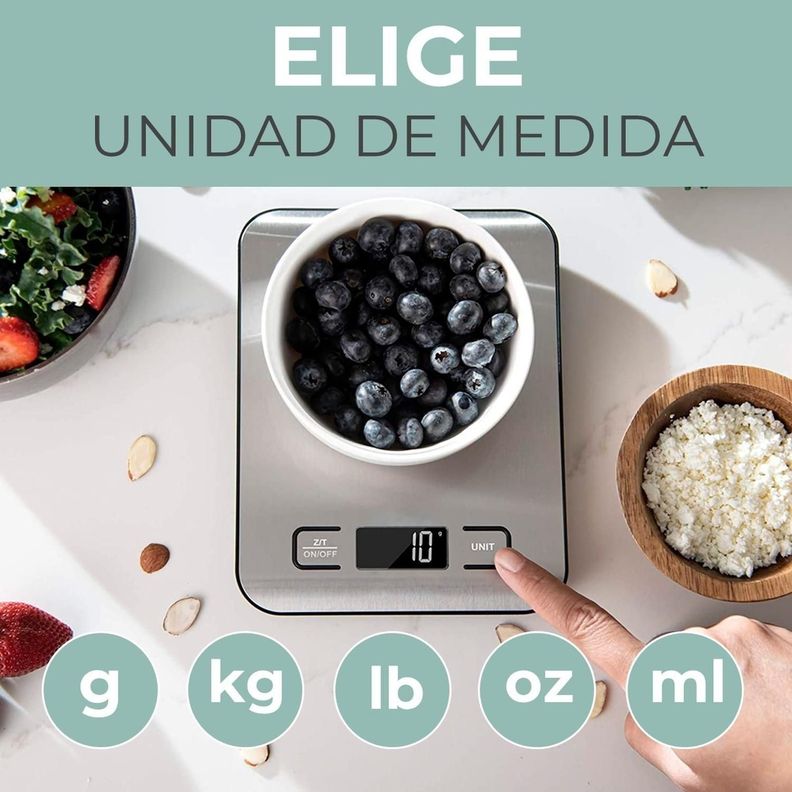 Balanza Pesa Digital Cocina Gramera Acero Inoxidable 5 Kilos-2