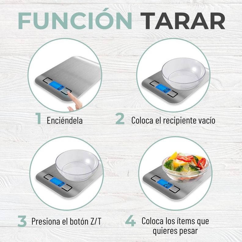 Balanza Pesa Digital Cocina Gramera Acero Inoxidable 5 Kilos-3