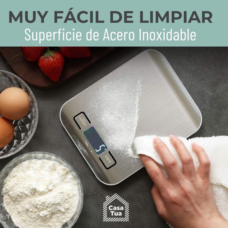 Balanza Pesa Digital Cocina Gramera Acero Inoxidable 5 Kilos-4