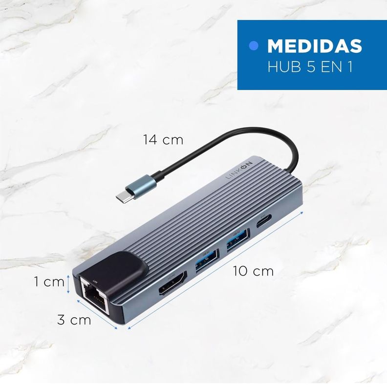Hub Adaptador Usb Tipo C 5 En 1 Linkon Rj45 Para Mac Windows-8