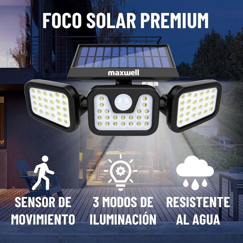 Foco Led Solar Exterior Maxwell Sensor Movimiento 3 Direcc-2