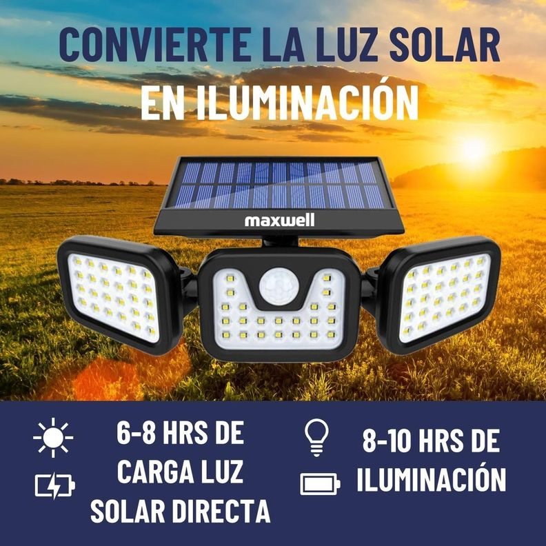 Foco Led Solar Exterior Maxwell Sensor Movimiento 3 Direcc-3