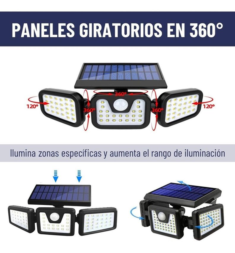 Foco Led Solar Exterior Maxwell Sensor Movimiento 3 Direcc-4