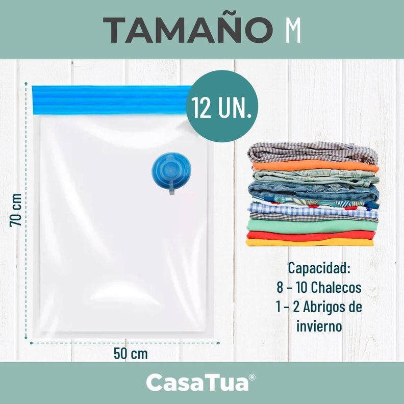 Bolsas Al Vacio Casatua Compresion Ropa Set 12 50x70 + Bomba-1