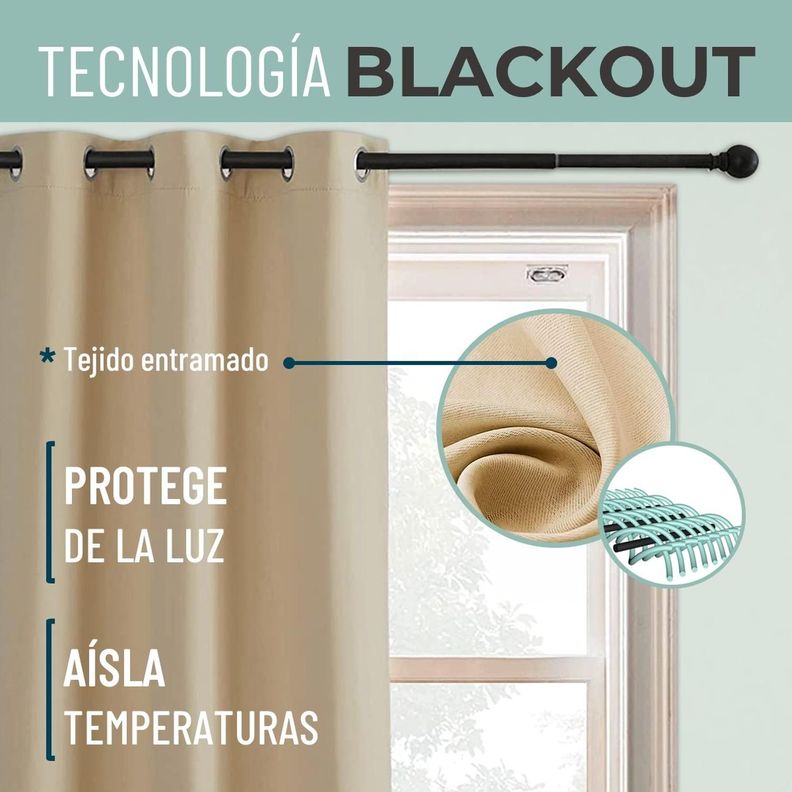 Cortina Blackout Casatua 2 Paños 140x220cm Aislante-2