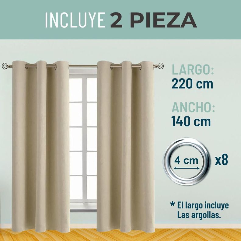 Cortina Blackout Casatua 2 Paños 140x220cm Aislante-5