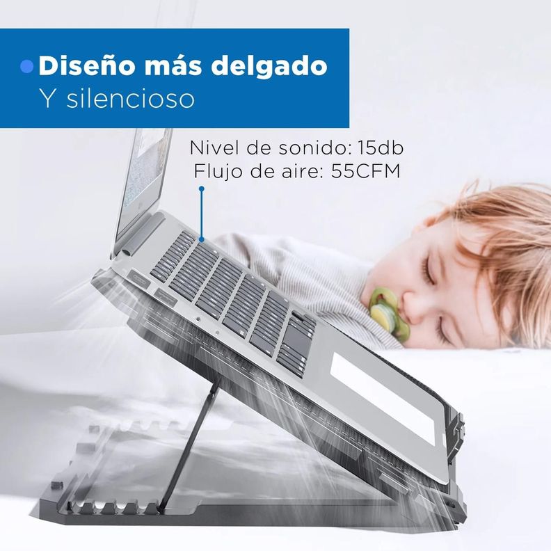 Base Ventilador Notebook Enfriador 5 Ventiladores 2 USB-4