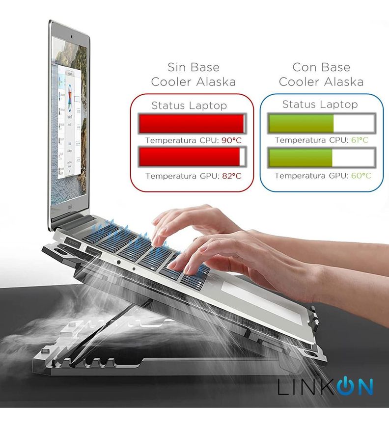 Base Ventilador Notebook Enfriador 5 Ventiladores 2 USB-5