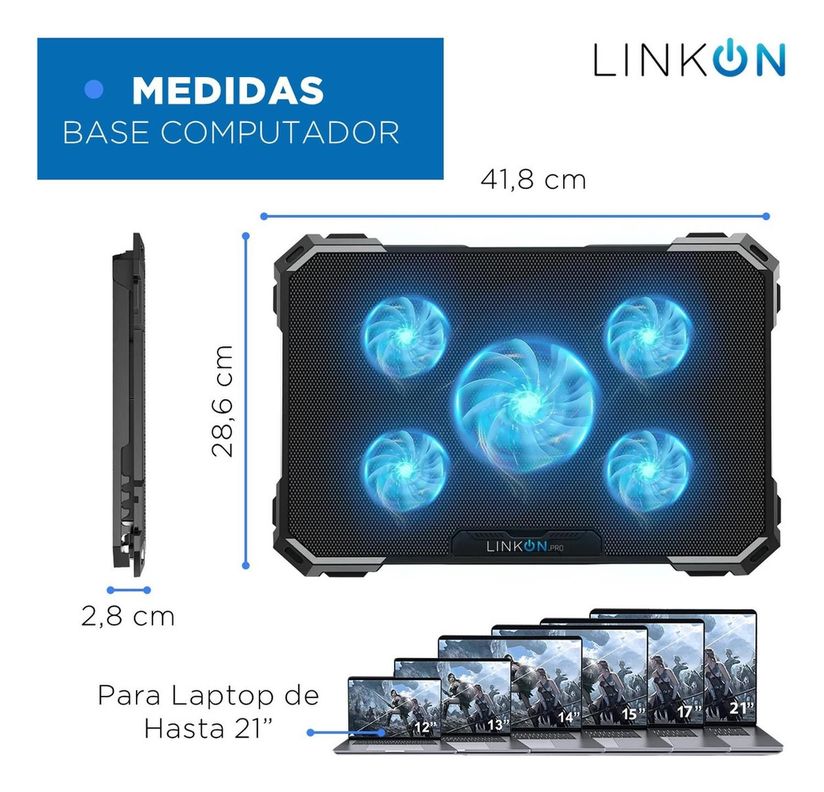 Base Ventilador Notebook Enfriador 5 Ventiladores 2 USB-7