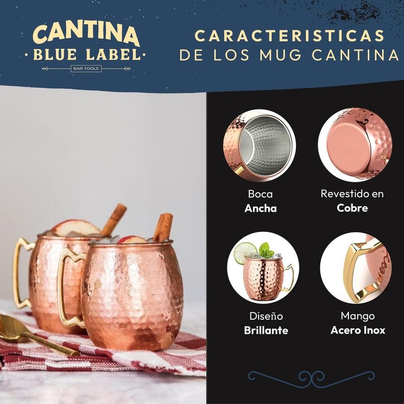 Vasos Cobre Moscow Mule Set de 2 Mugs CasaTua Coctel 500ml-1