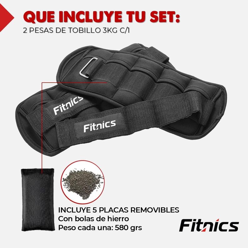 Pesas De Tobillo Tobilleras Peso Ajustable hasta 3 Kg Set 2-1