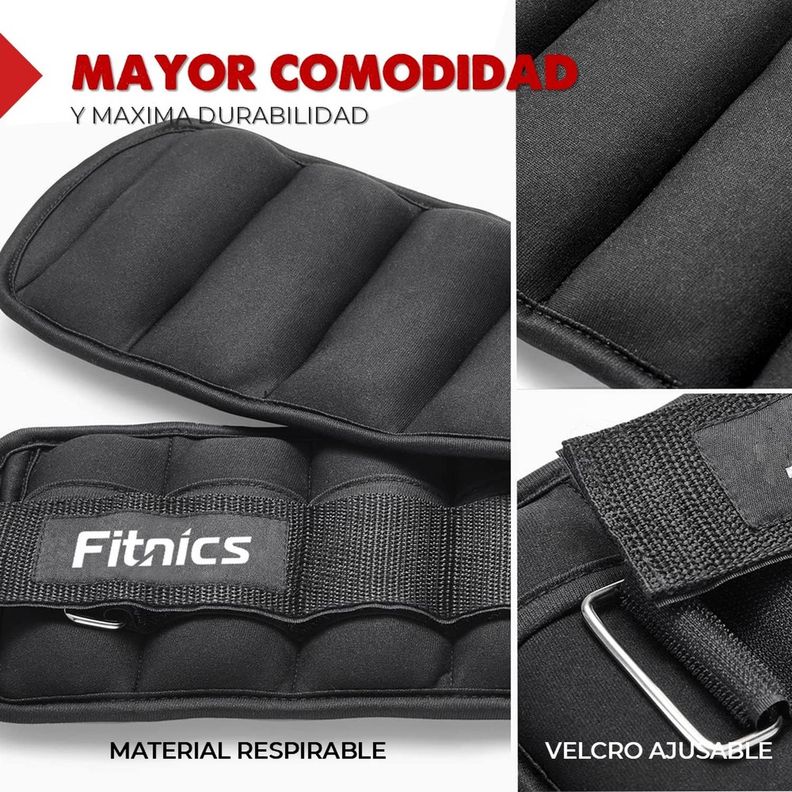 Pesas De Tobillo Tobilleras Peso Ajustable hasta 3 Kg Set 2-3