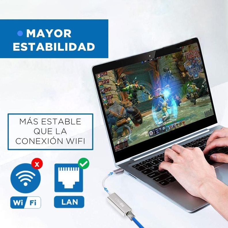 Adaptador Usb c a Rj45 Linkon Lan Ethernet 10/100/1000 Mbps-3
