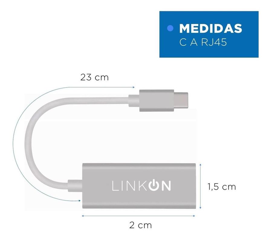 Adaptador Usb c a Rj45 Linkon Lan Ethernet 10/100/1000 Mbps-5