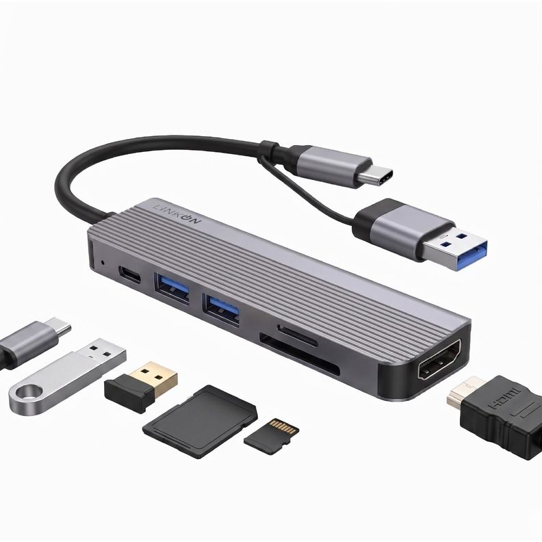 Hub Adaptador Usb C 6 en 2 Linkon Para Mac Macbook Windows