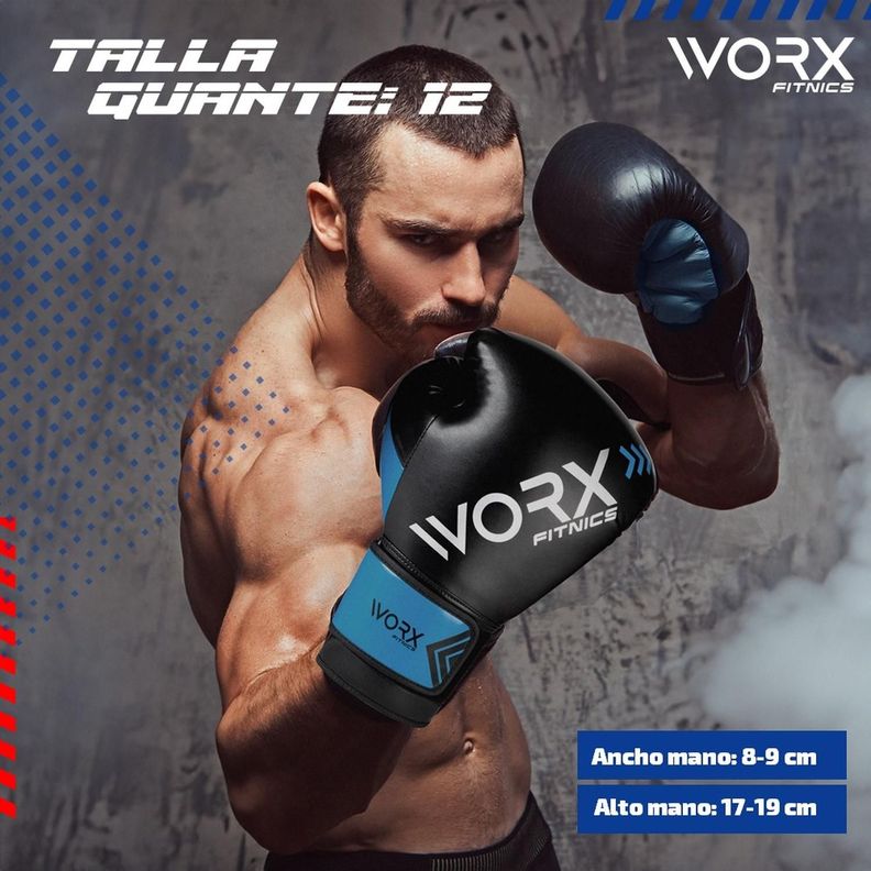 Guantes De Box Boxeo Profesional Worx azul-2