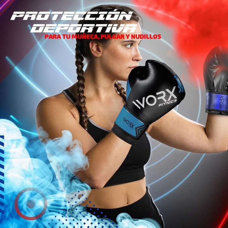 Guantes De Box Boxeo Profesional Worx azul-3