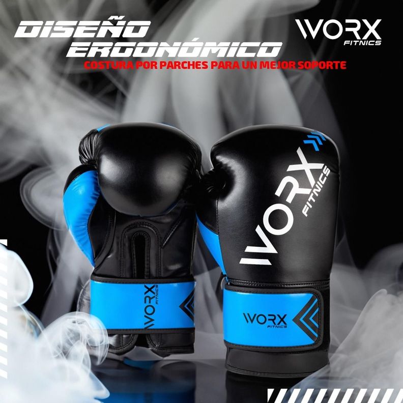 Guantes De Box Boxeo Profesional Worx azul-4