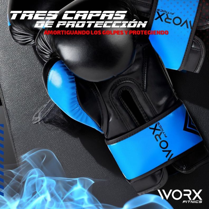 Guantes De Box Boxeo Profesional Worx azul-5