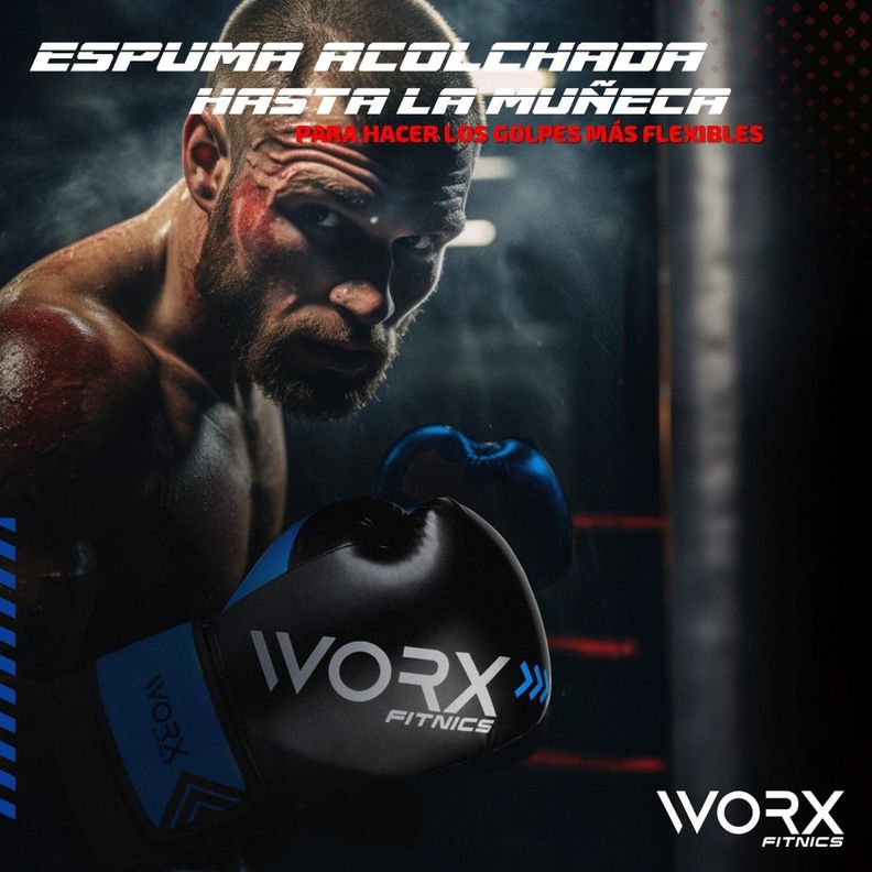 Guantes De Box Boxeo Profesional Worx azul-6