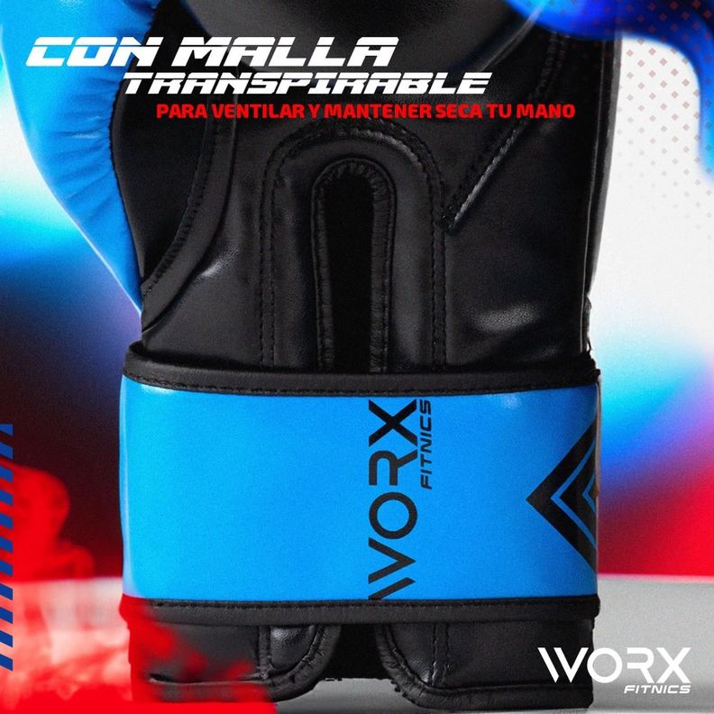 Guantes De Box Boxeo Profesional Worx azul-7