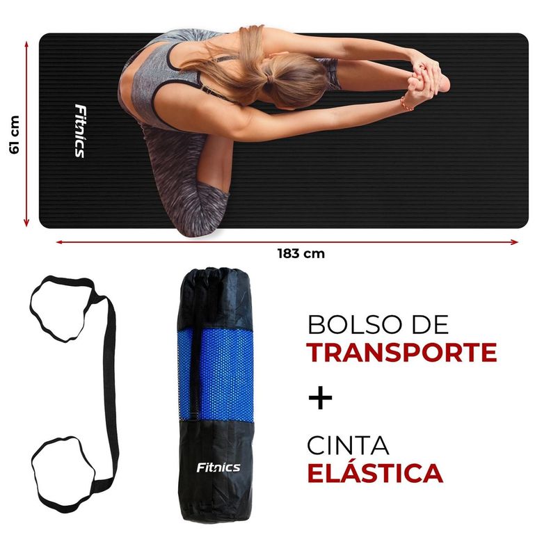 Mat Yoga Colchoneta Ejercicio Extra Grueso 15mm Bolso+Correa  rosa azul-4