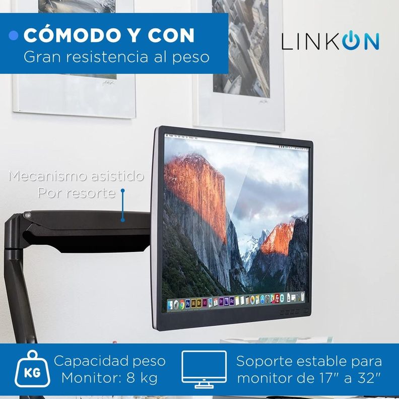 Soporte Brazo Para Monitor Escritorio hasta 32" Linkon Ajust-1