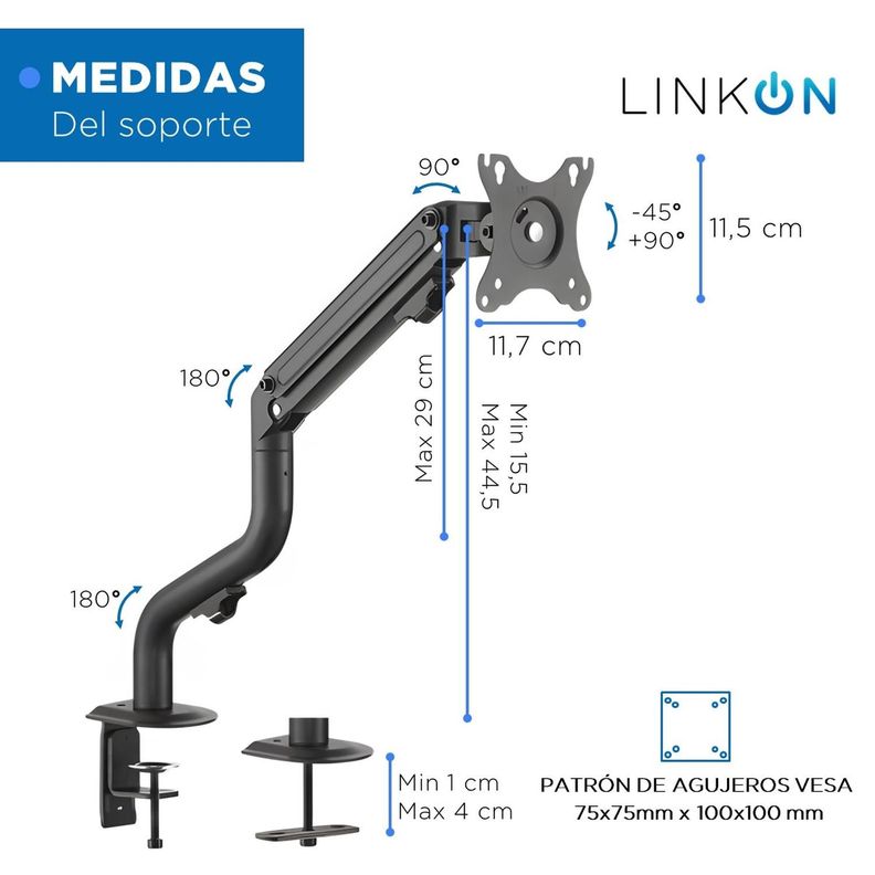 Soporte Brazo Para Monitor Escritorio hasta 32" Linkon Ajust-5