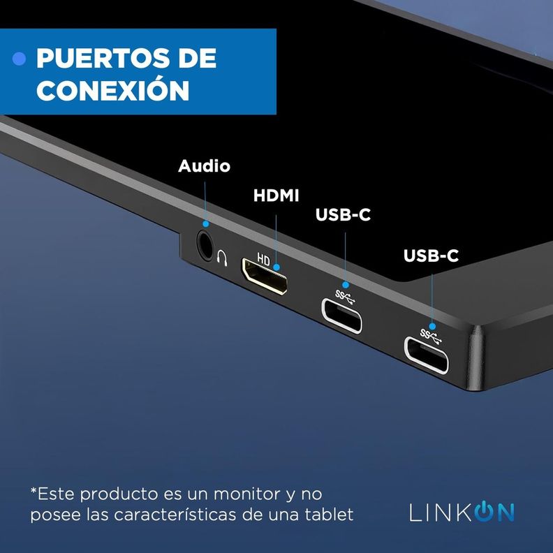 Monitor Portatil Full HD 15.6" Multiples Conexiones Linkon-5