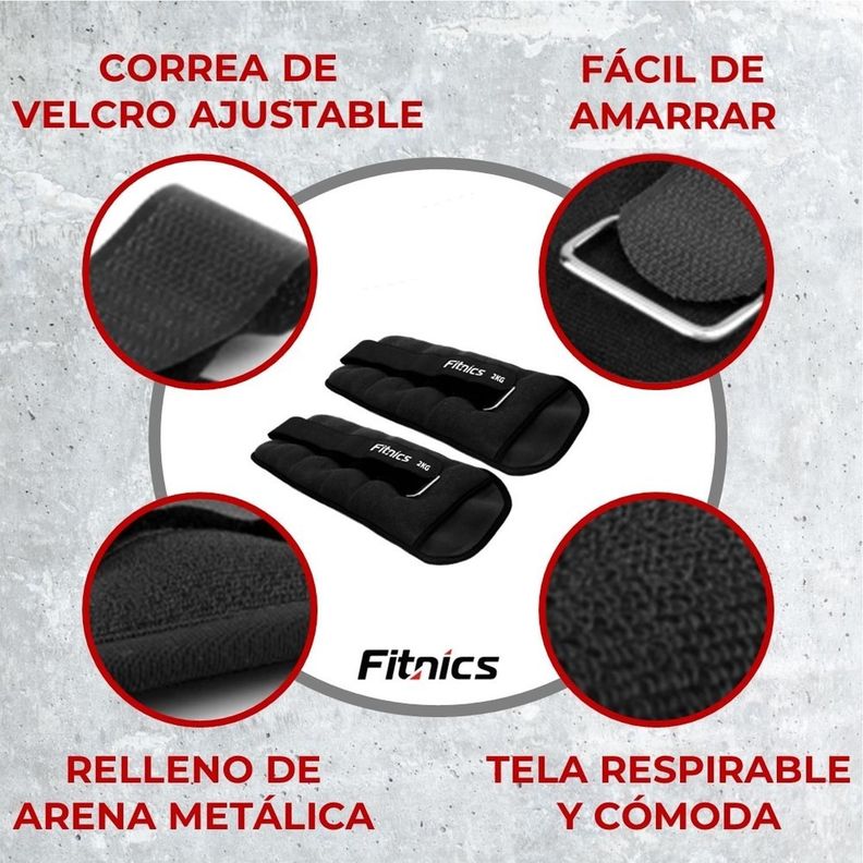 Pesas De Tobillo Muñeca Tobillera Set 2 de 2kg C/u Total 4kg-2