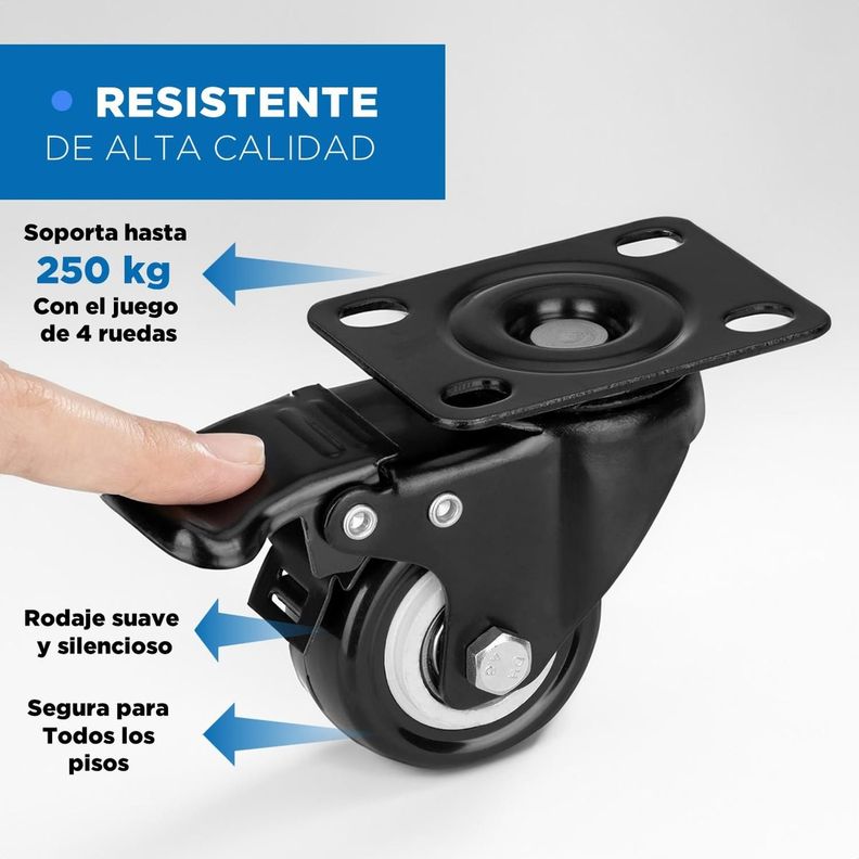 Ruedas Muebles Industriales con Freno 2" Linkon Set 4-3