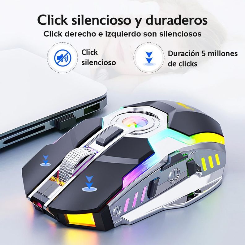 Mouse Gamer Inalambrico Recargable USB Windows Optico RGB-7