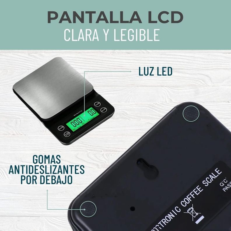 Balanza Pesa Digital Cocina Precision Medicion de 0,1g a 3Kg-4