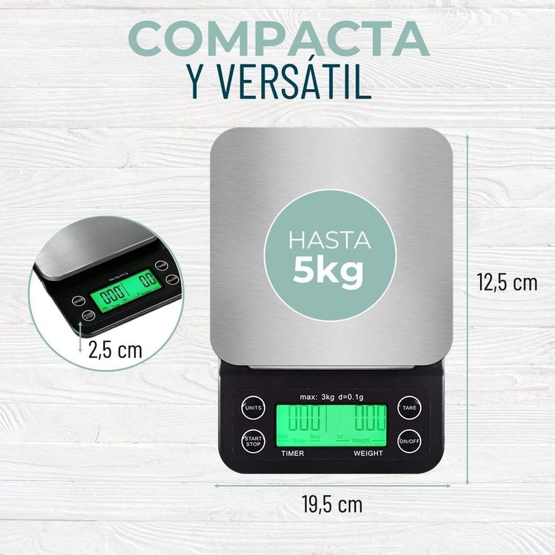 Balanza Pesa Digital Cocina Precision Medicion de 0,1g a 3Kg-7