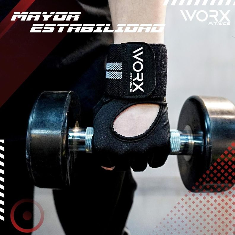 Guantes Entrenamiento Con Muñequera Worx Gimnasio Pesas Gym negro-1