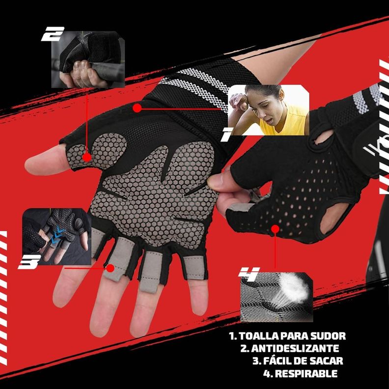 Guantes Entrenamiento Con Muñequera Worx Gimnasio Pesas Gym negro-2