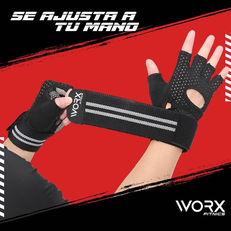 Guantes Entrenamiento Con Muñequera Worx Gimnasio Pesas Gym negro-5