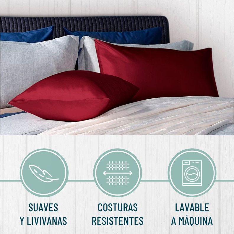 Funda Almohada Satin tipo Seda Set 2 unidades coral-6