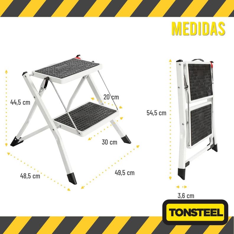 Escalera Multiuso Plegable 2 Peldaños Ultra Compacta CasaTua-4