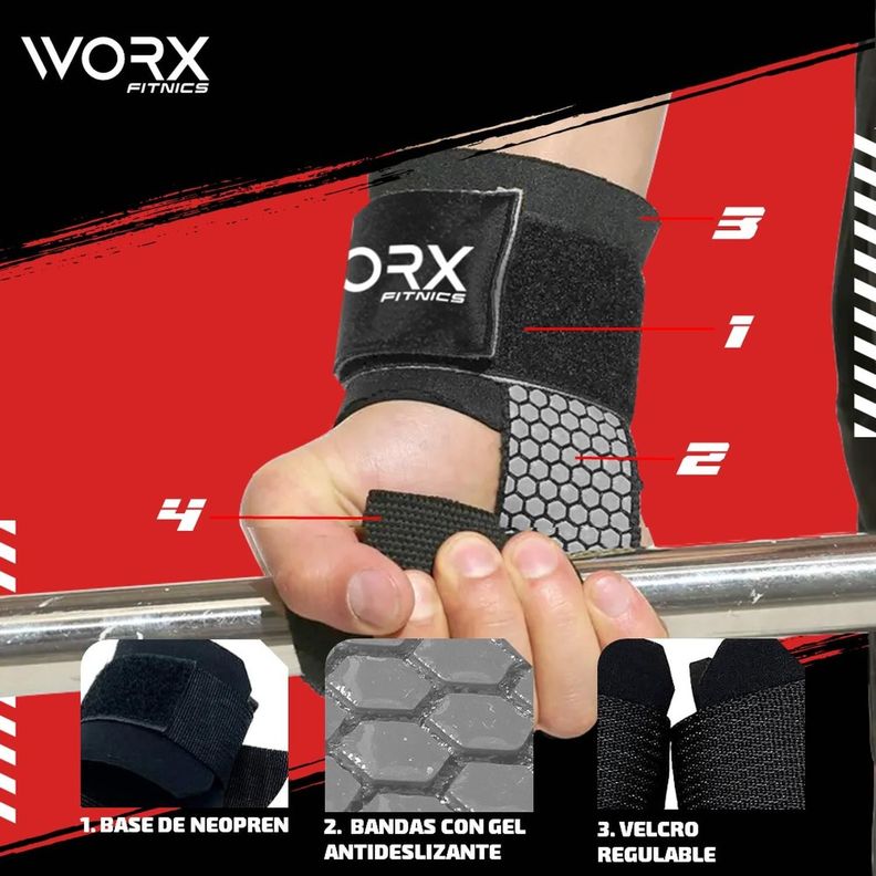 Straps Correas Levantamiento Pesas Worx Gym Gimnasio Set x2-3