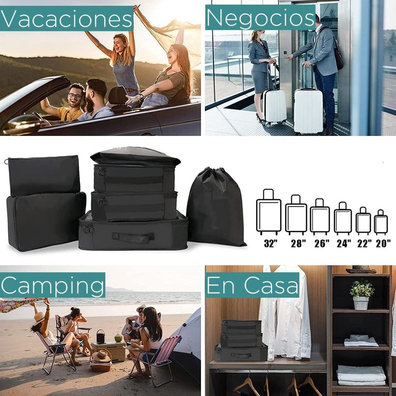 Organizador Maleta Set 8 Bolsas Casatua Viaje Equipaje-8