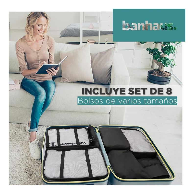 Organizador Maleta Set 8 Bolsas Casatua Viaje Equipaje-1