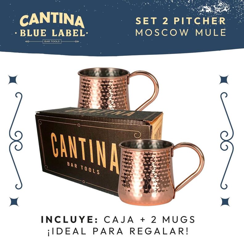 Mug Vasos De Cobre Set 2 Cantina Moscow Mule Coctel Tragos-2
