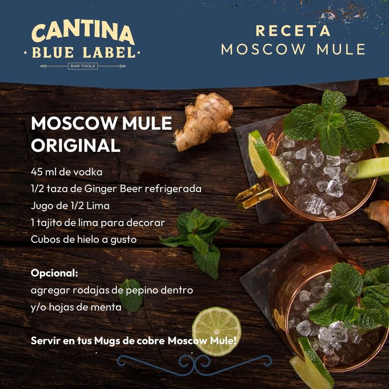 Mug Vasos De Cobre Set 2 Cantina Moscow Mule Coctel Tragos-3