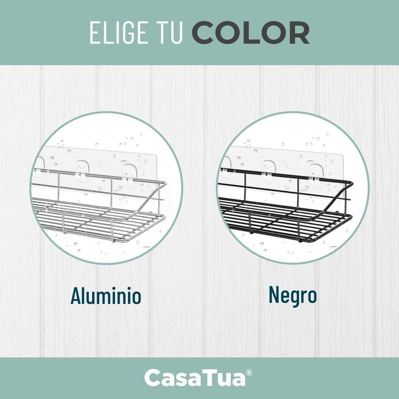 Organizador De Ducha Set X2 Repisa Baño Adhesivo Inoxidable plateado-7