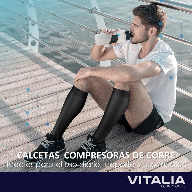 Medias Calcetines de Compresion Cobre Pack 3 Pares Vitalia-1