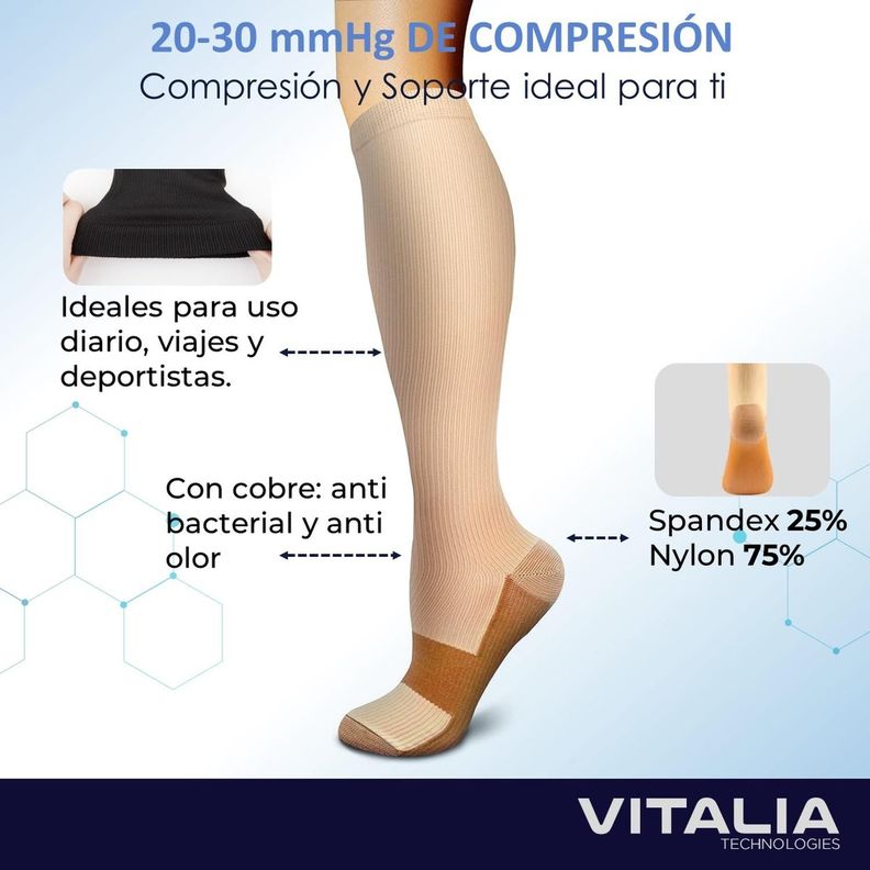 Medias Calcetines de Compresion Cobre Pack 3 Pares Vitalia-3