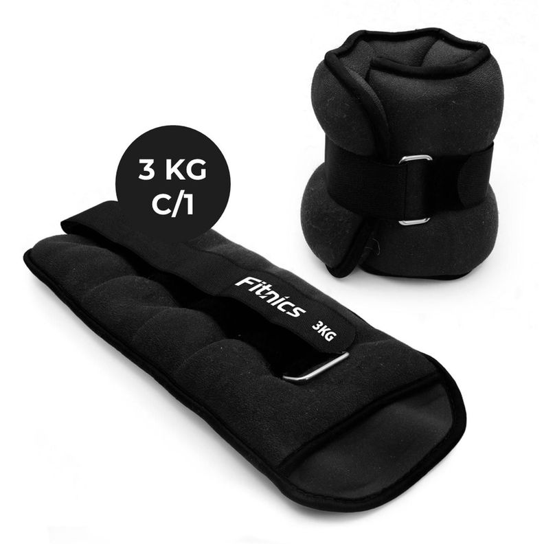 Pesas de Tobillo Muñeca Tobillera Set 2 de 3kg C/U total 6kg negro-1